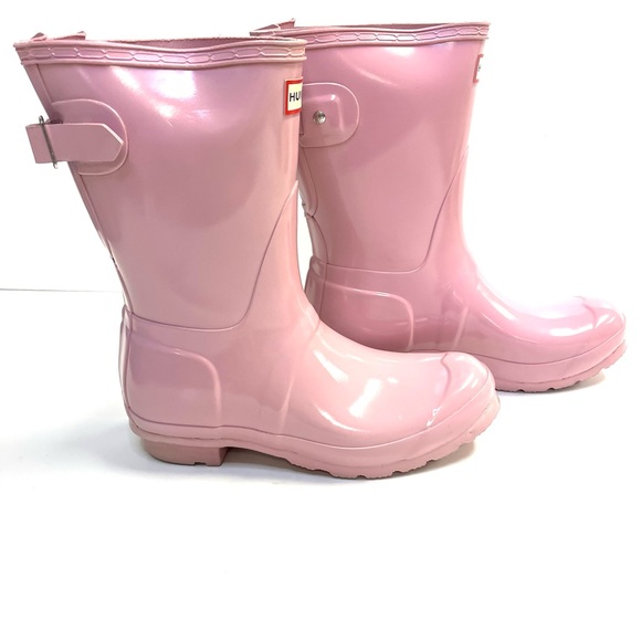 Hunter Original Adjustable Back Short Gloss Pink (Purple) Rain Boots - Picture 4 of 11